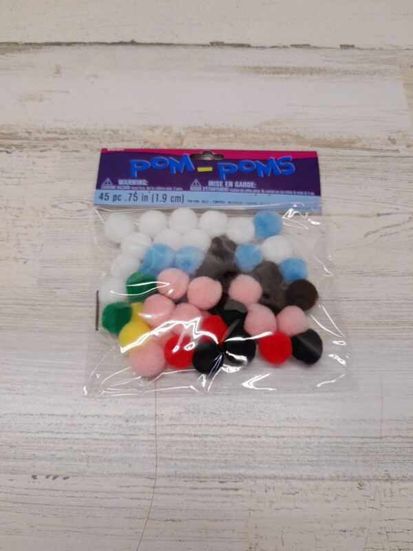 45pc .75&quot; Pom-Poms Multi