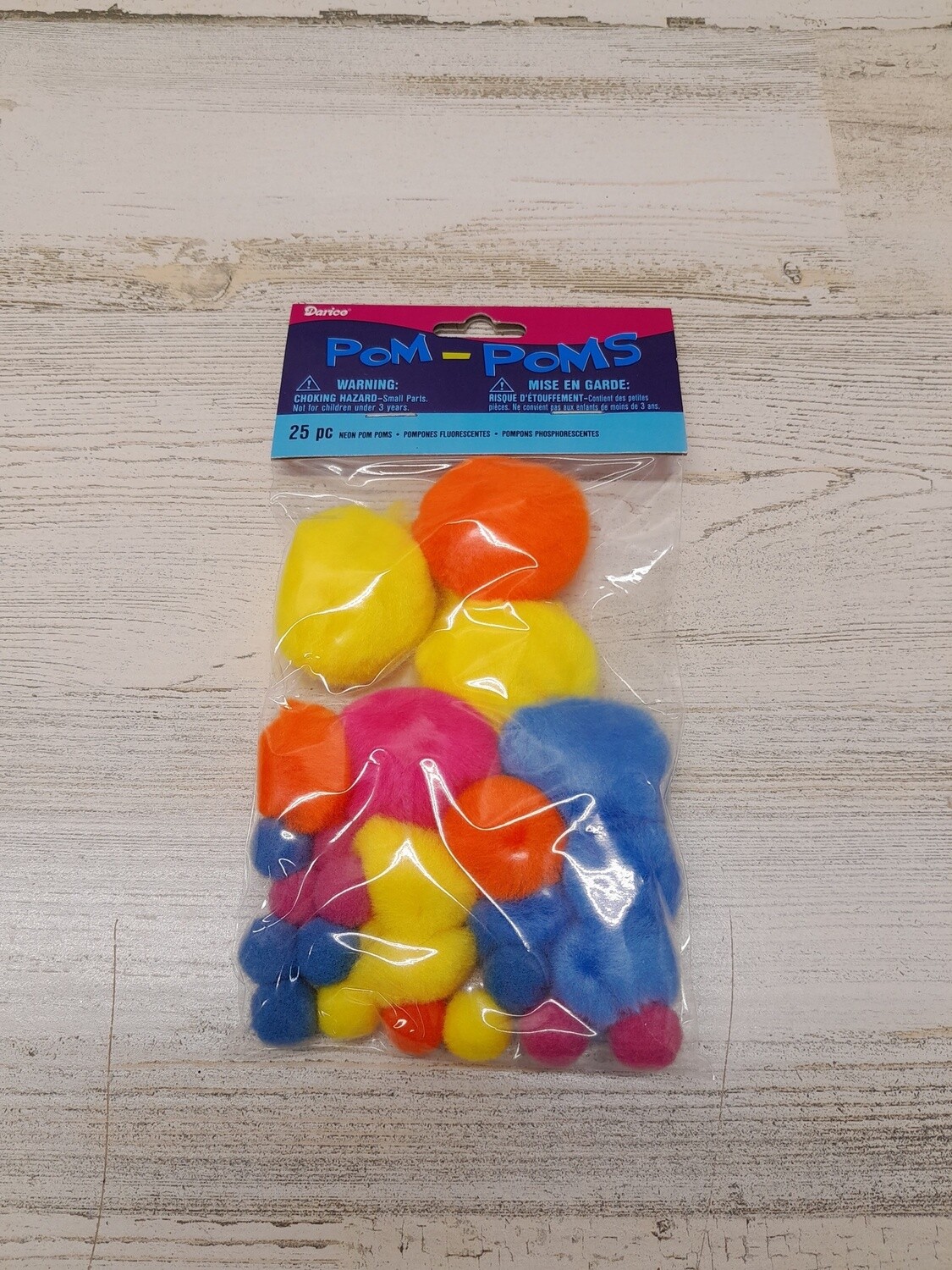 25pc Pom-Poms Neon Multi