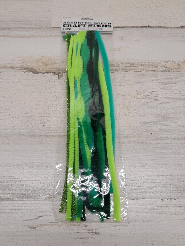 20pc Chenille Stems Green Mix
