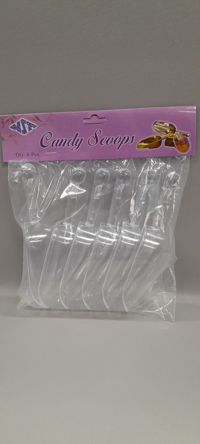 6pc 6.25"x2" Plastic Candy Scoop Clear