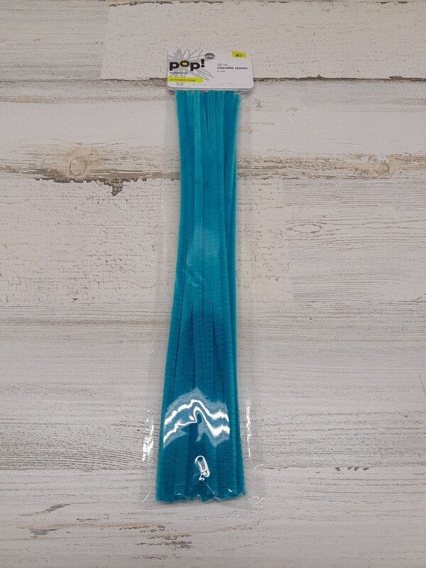 25pc 12&quot; Chenille Stem Neon Blue