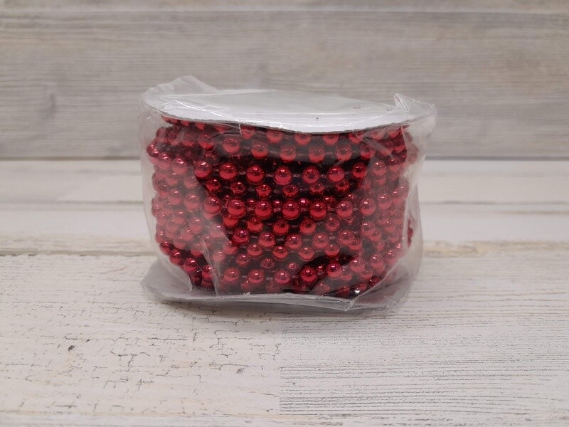 12yd 6mm Plastic MOT Pearl Strand Red