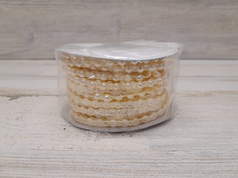 15yd 6mm Flat Plastic MOT Pearl Strand Cream