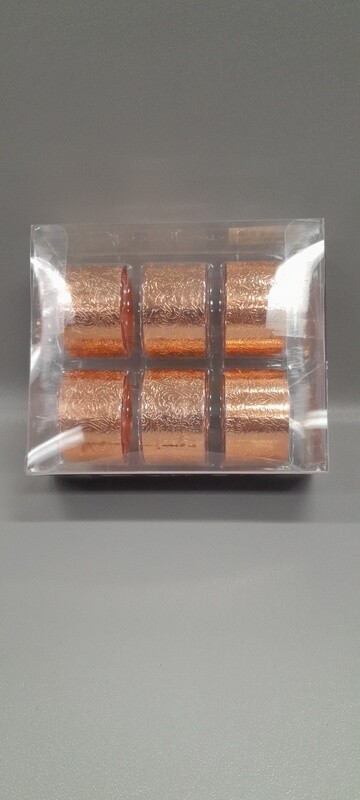 6pc 1.1&quot;x1.9&quot; Floral Engraved Metal Napkin Rings Rose Gold