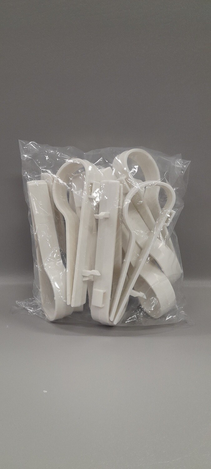 12pc 6.5" Plastic Pew Clip White