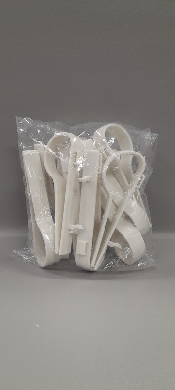 12pc 6.5&quot; Plastic Pew Clip White