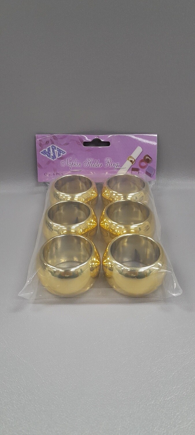 6pc 2&quot; Plastic Napkin Ring (1-1/4&quot; Opening) Gold