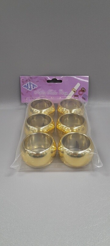 6pc 2&quot; Plastic Napkin Ring (1-1/4&quot; Opening) Gold