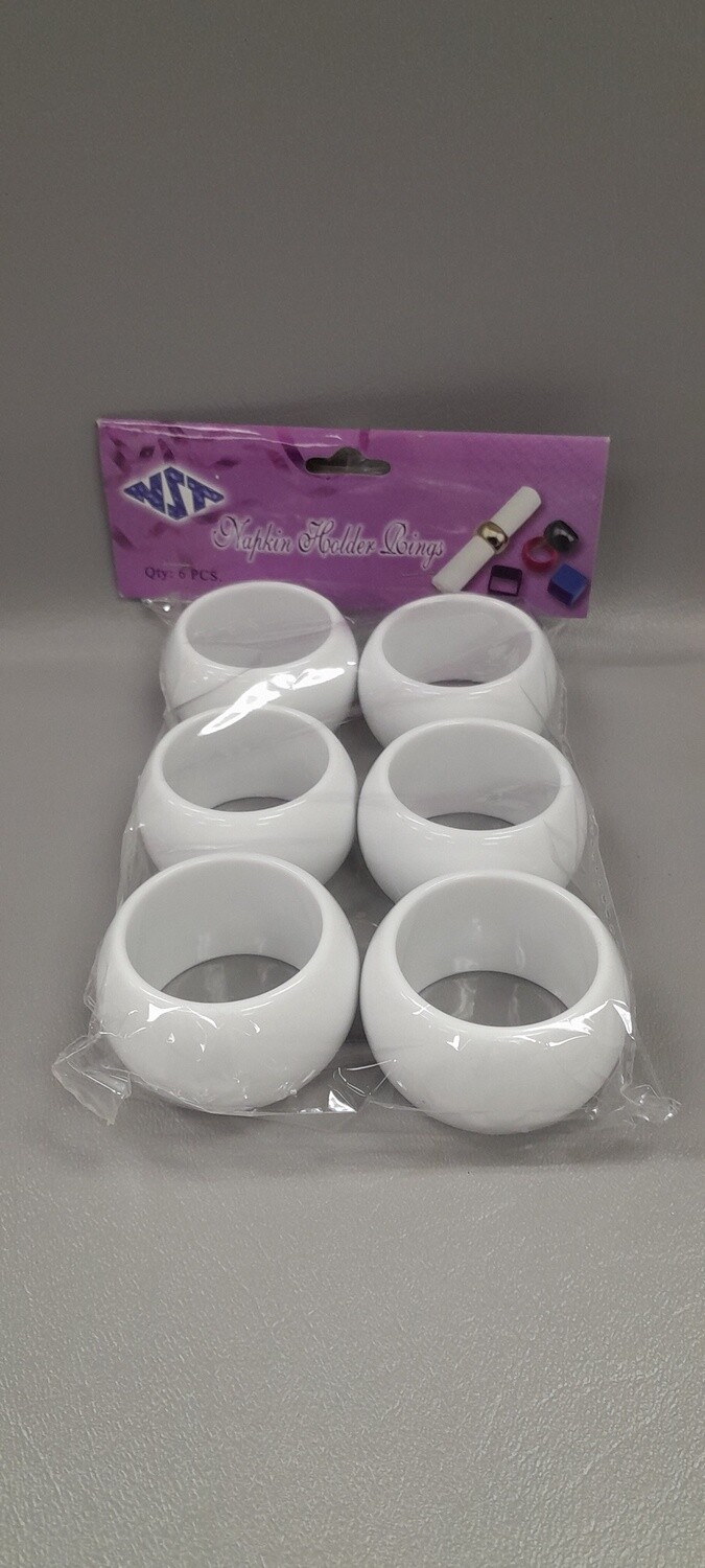 6pc 2&quot; Plastic Napkin Ring (1-1/4&quot; Opening) White