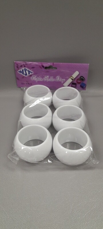 6pc 2&quot; Plastic Napkin Ring (1-1/4&quot; Opening) White