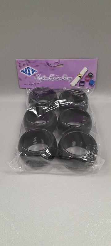 6pc 2&quot; Plastic Napkin Ring (1-1/4&quot; Opening) Black