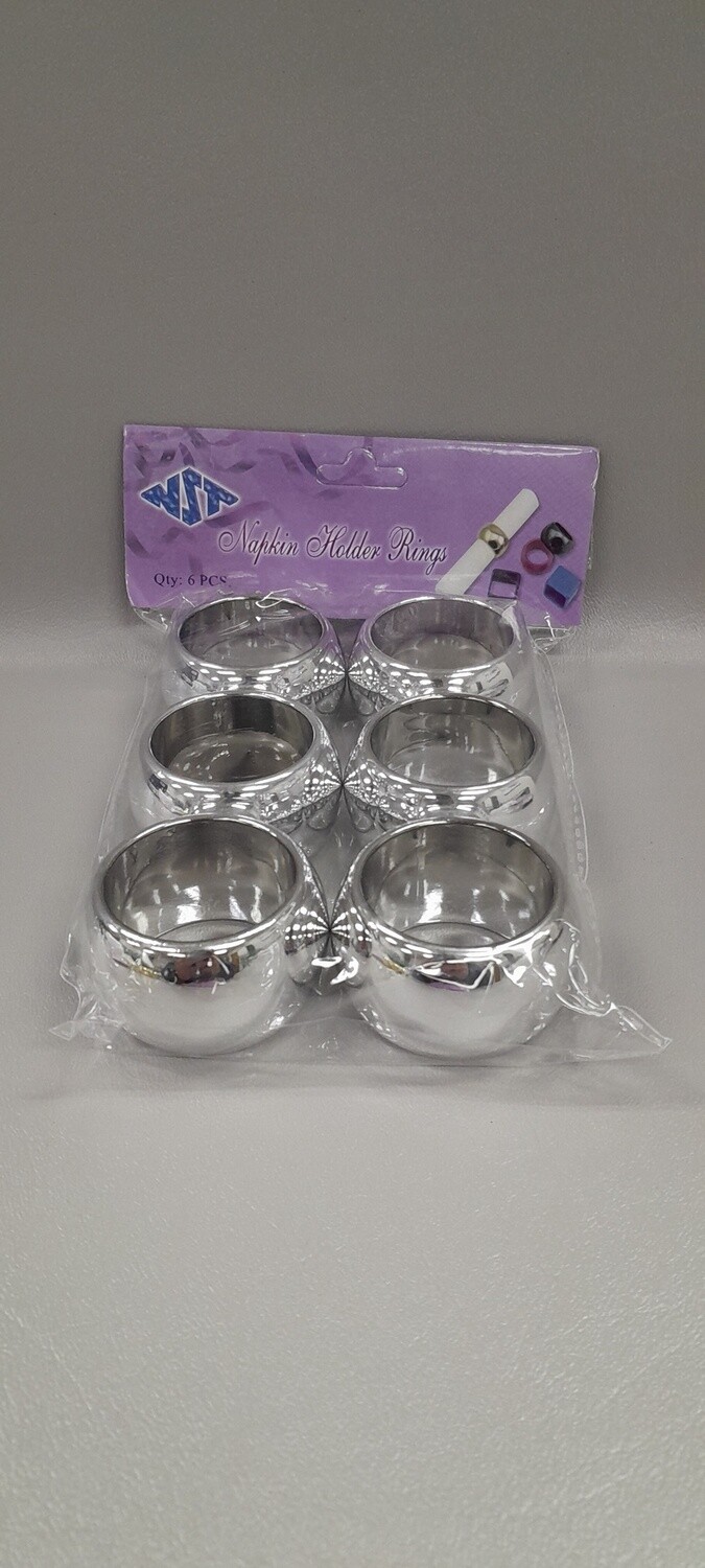 6pc 2&quot; Plastic Napkin Ring (1-1/4&quot; Opening) Silver