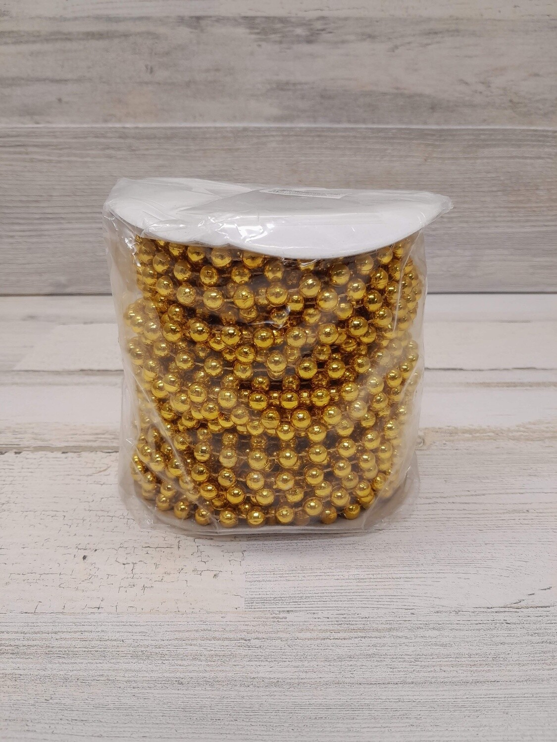 25yd 8mm Plastic MOT Pearl Strand Gold