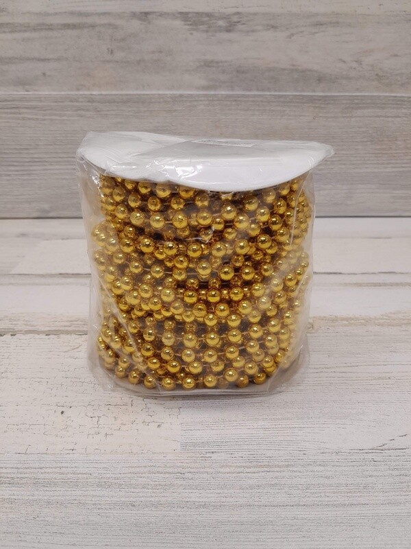 25yd 8mm Plastic MOT Pearl Strand Gold
