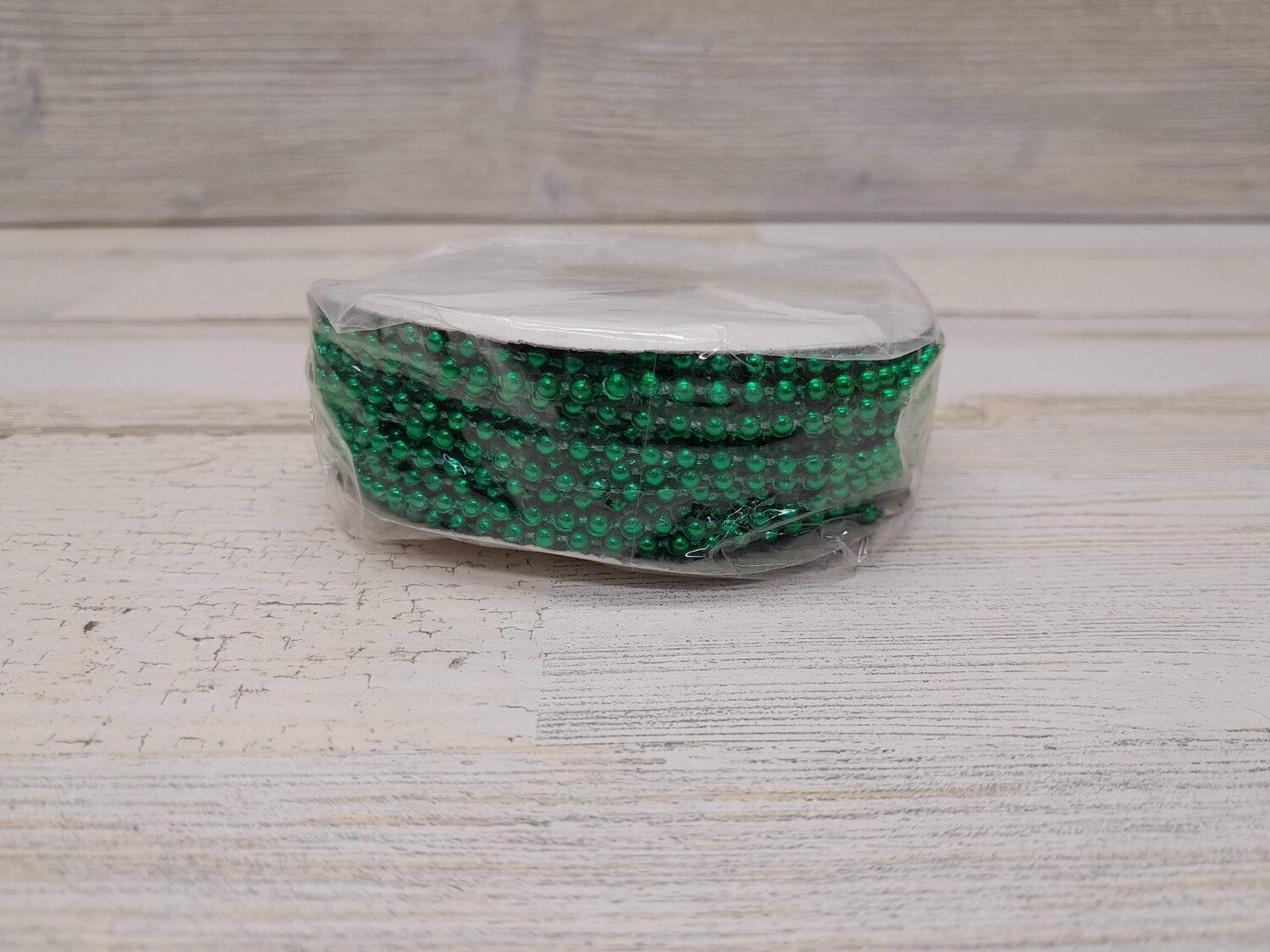 24yd 3mm Plastic MOT Pearl Strand Christmas Green