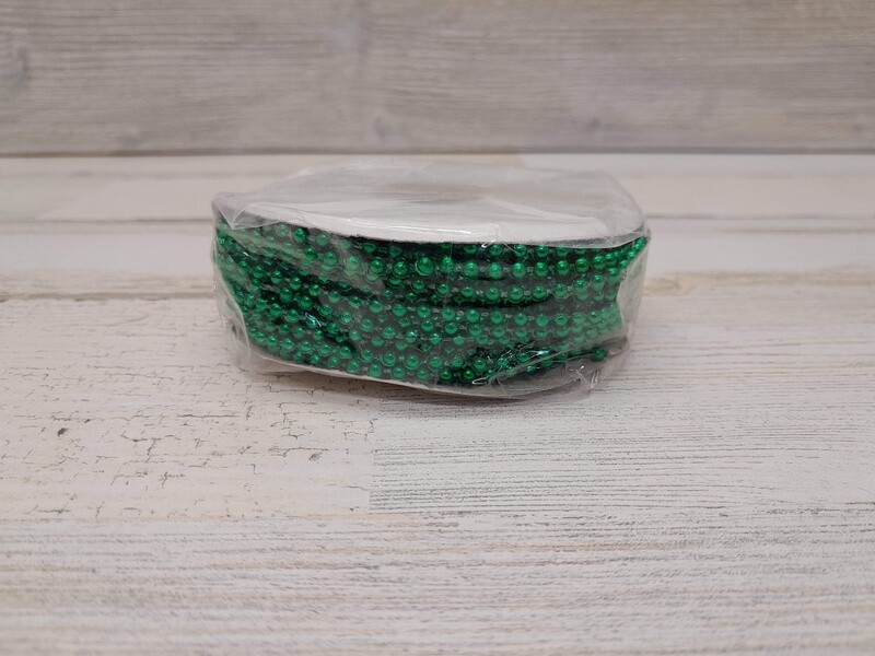 24yd 3mm Plastic MOT Pearl Strand Christmas Green