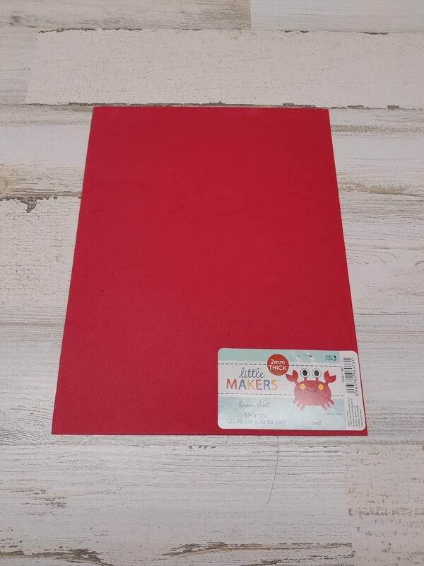 9&quot;x12&quot; 2mm Foam Sheet  Red