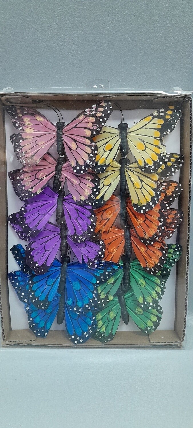 12pc 4.5&quot; Assorted Monarch Butterflies w/Clip