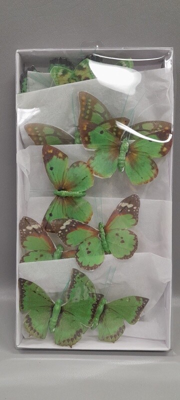 12pc 3.5" Butterflies W/Clip Green