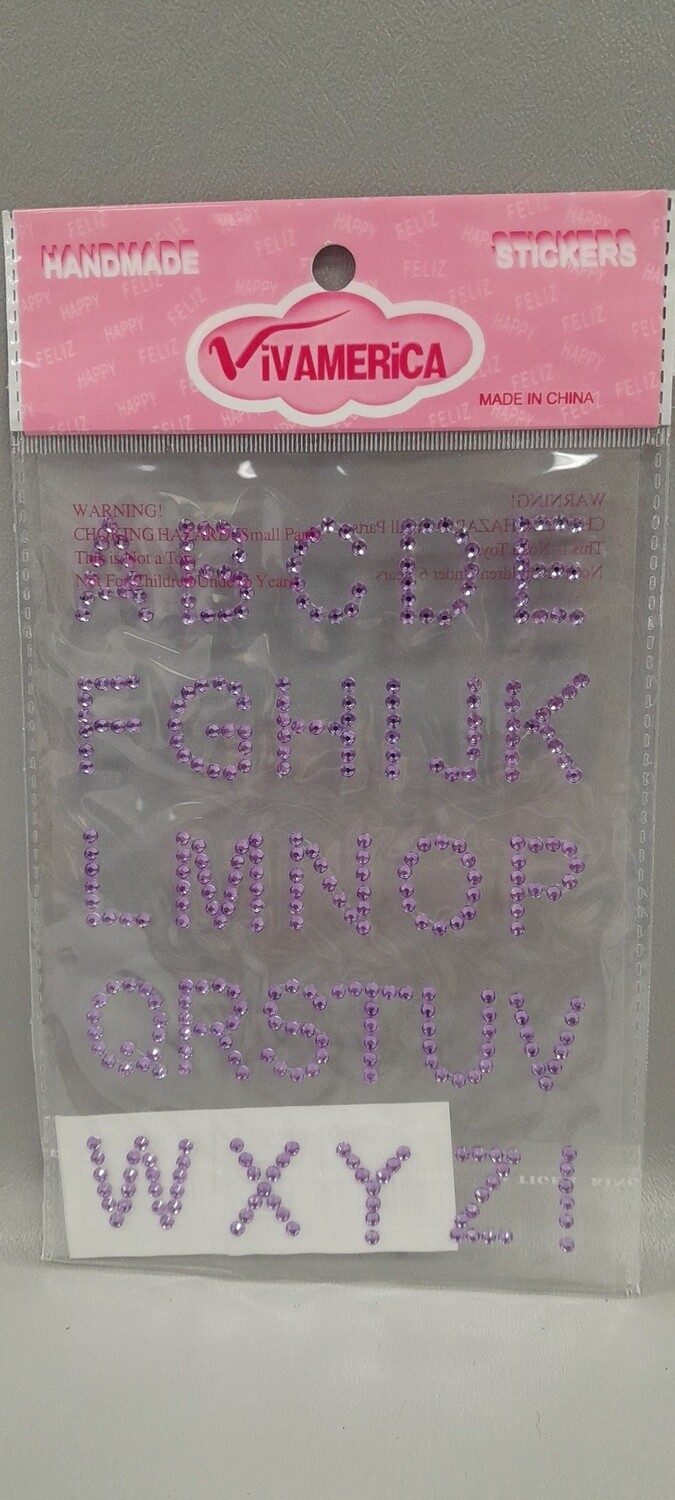Adhesive Rhinestone Letters Lavender
