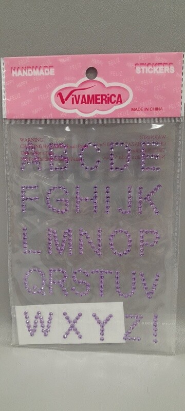 Adhesive Rhinestone Letters Lavender