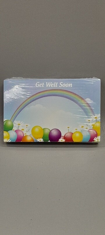 50pc Enclosure Cards Get Well Soon (Balloons &amp; Rainbow)