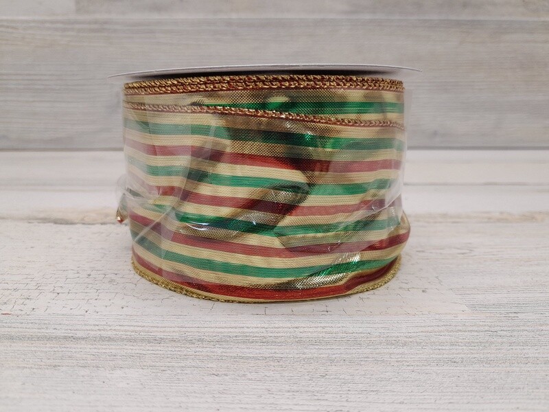 2.5"x25yd Ribbon Red/Green/Gold
