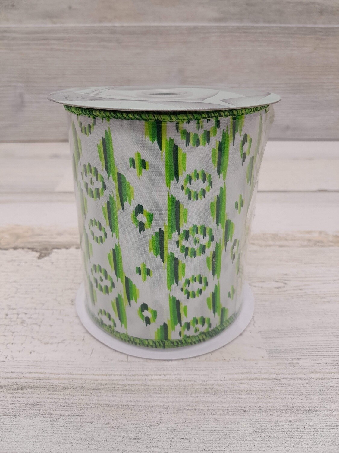 4&quot;x10yd Ribbon Green/White