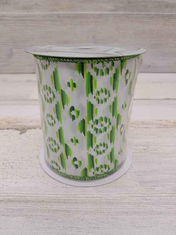 4&quot;x10yd Ribbon Green/White