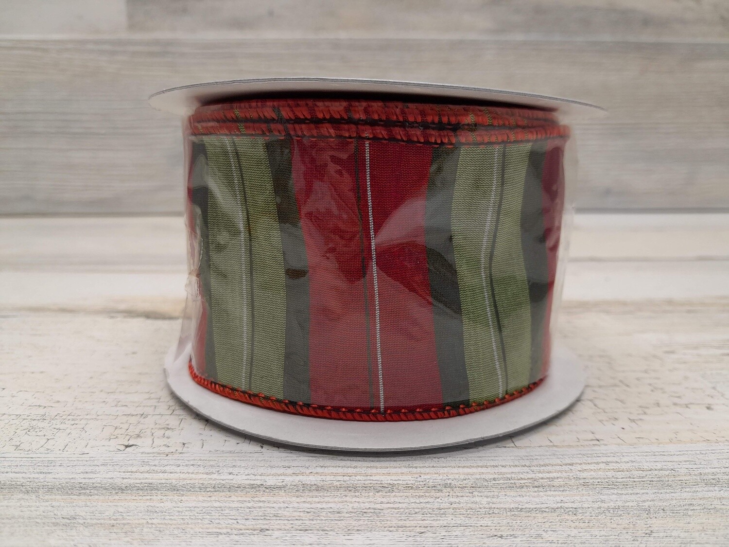 2.5&quot;x10yd Striped Ribbon Red/Green