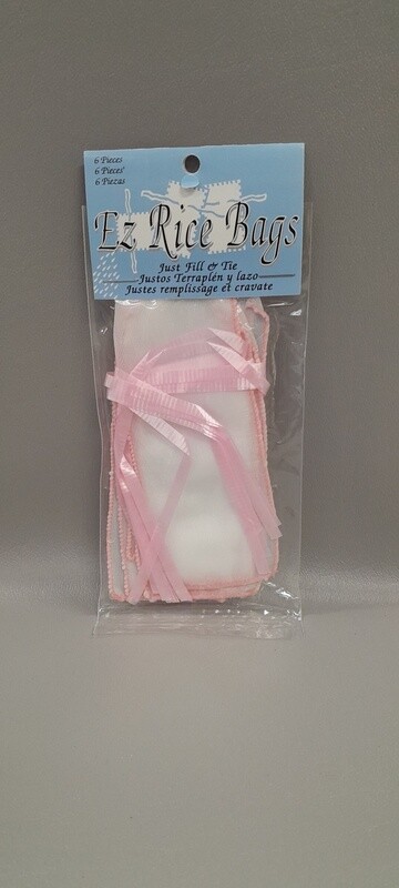 6pc Rice Bag White/Pink