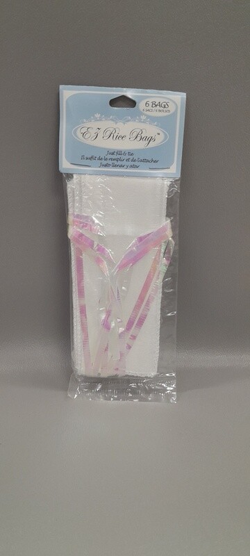 6pc Rice Bag White/Iridescent