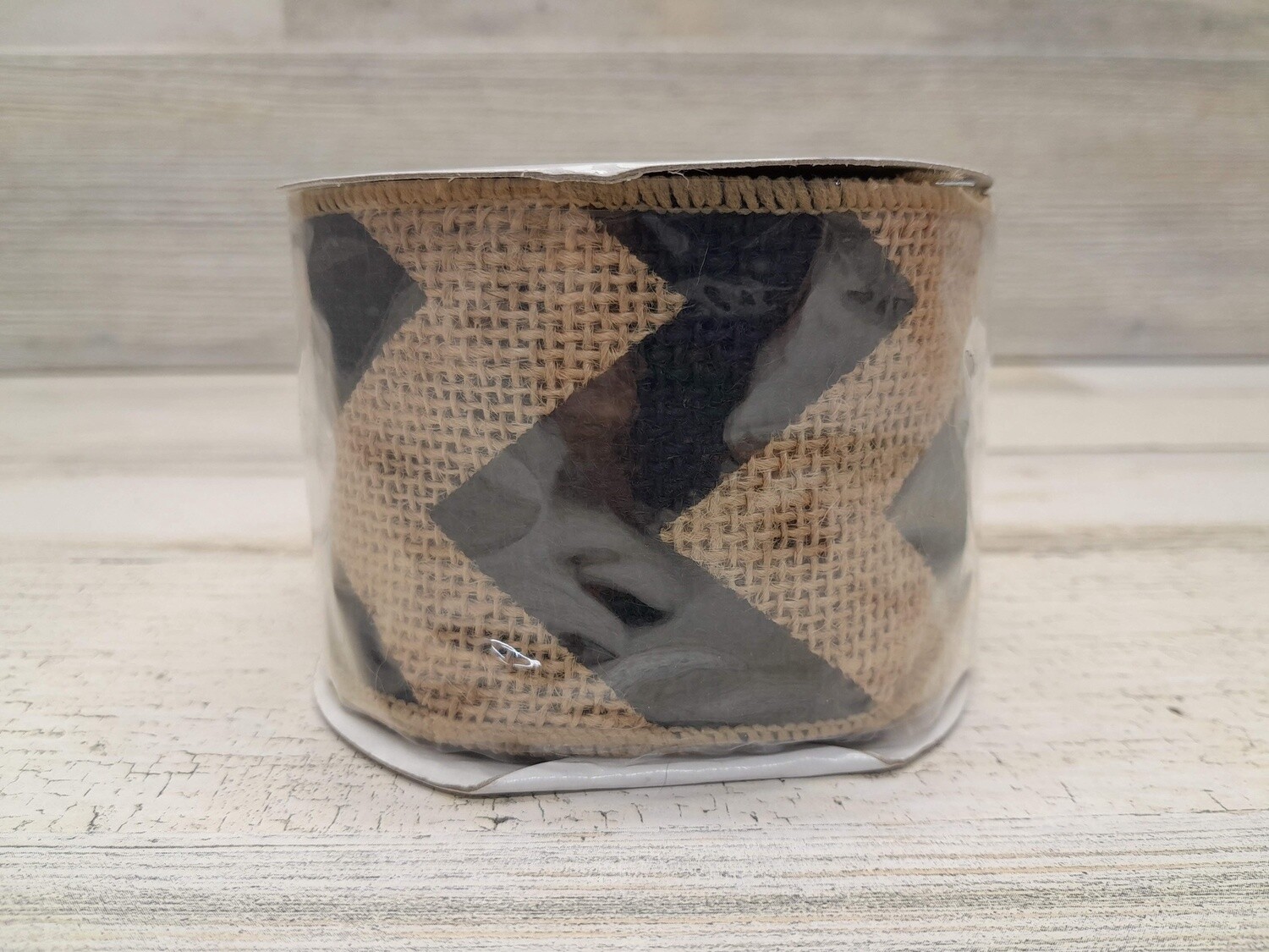 2.5&quot;X5YD Wired Chevron Burlap Black