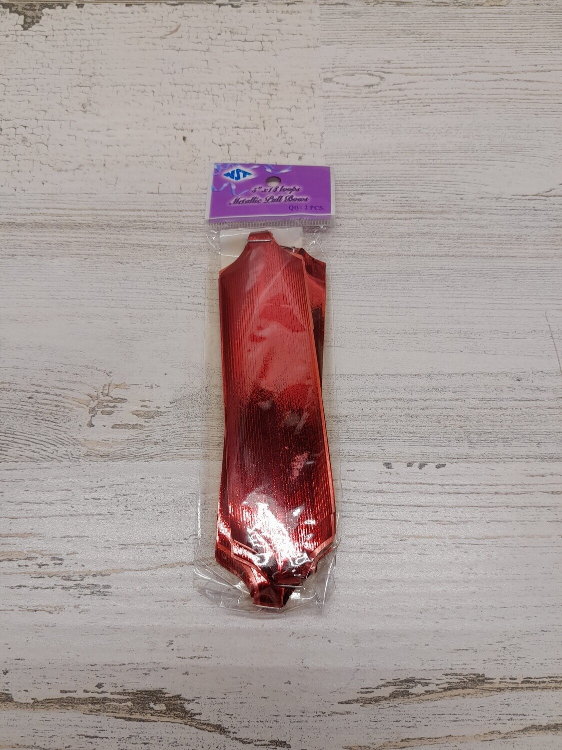 2pc Metallic Pull Bow 4&quot;x18 Loops Red