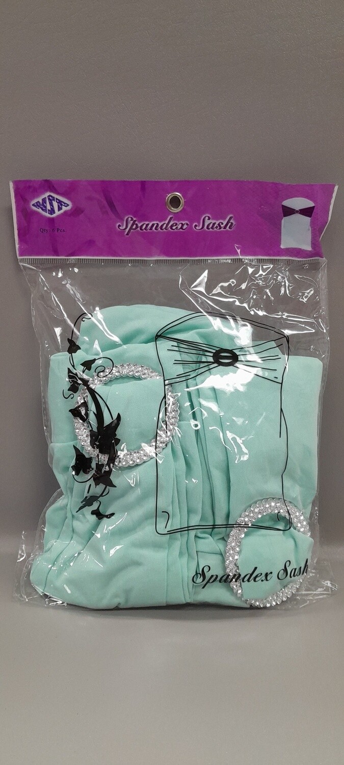 6pc 12&quot; Spandex Sash w/Buckle Aqua