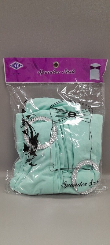 6pc 12&quot; Spandex Sash w/Buckle Aqua