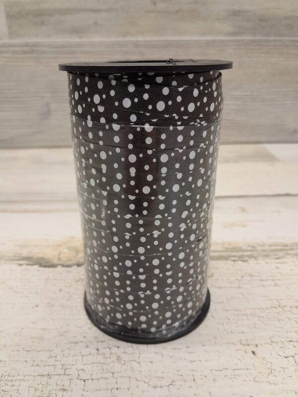 3/8&quot;x250yd Curling Ribbon Reversible Dots Black/White