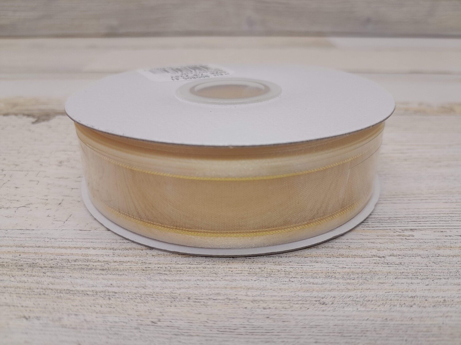 7/8&quot;x25yd Satin Edge Sheer Ivory/Gold