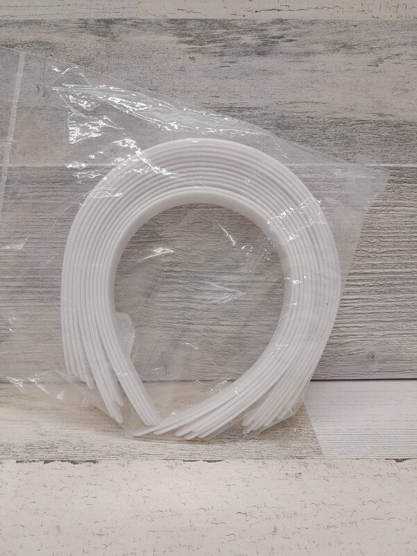 12pc 1&quot; Plastic Headbands  White