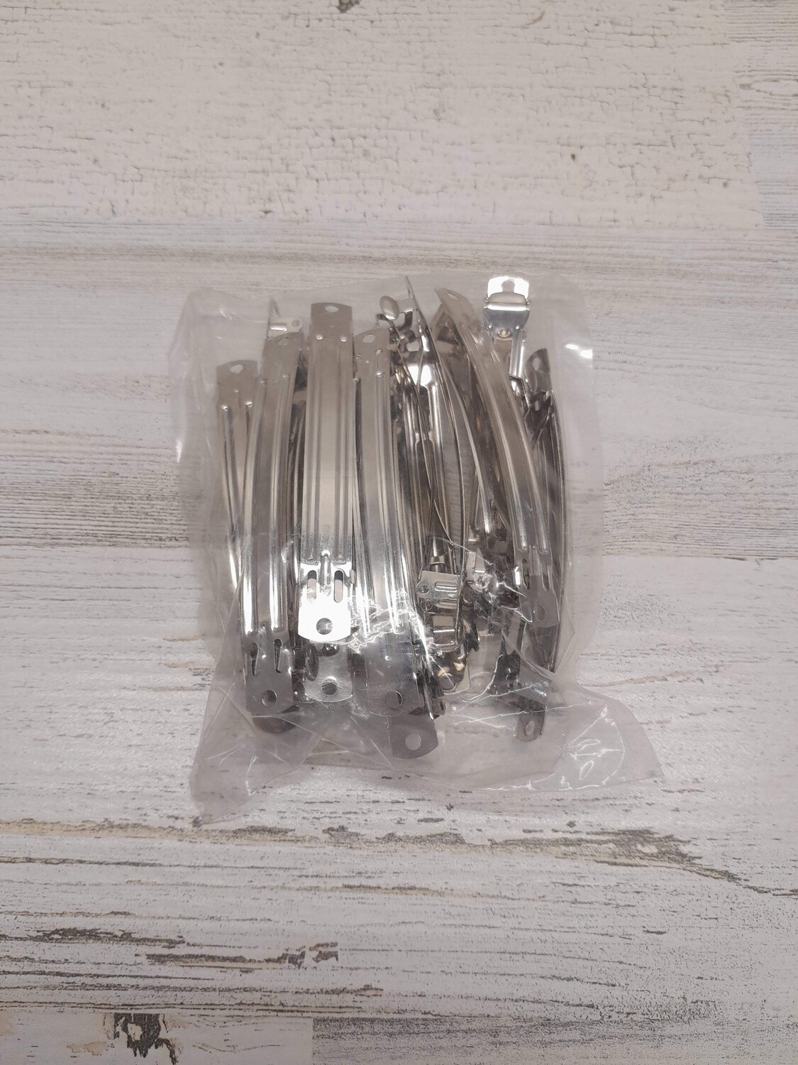 12pc 4" Barrette Silver