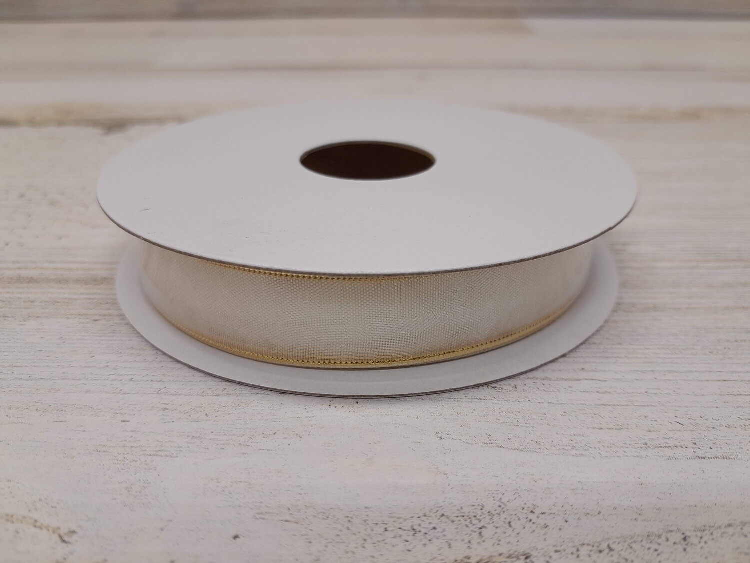 5/8&quot;x25yd Organza White/Gold