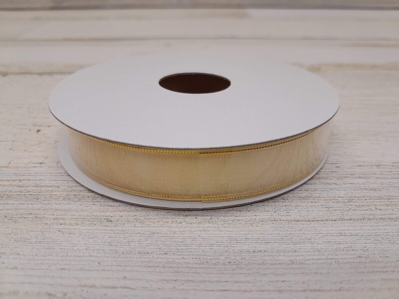 5/8&quot;x25yd Organza Ivory/Gold