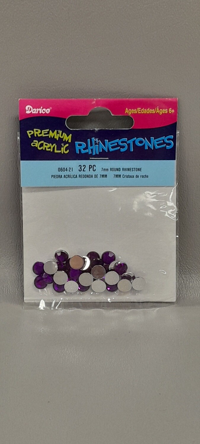 32pc 7mm Rhinestones Purple