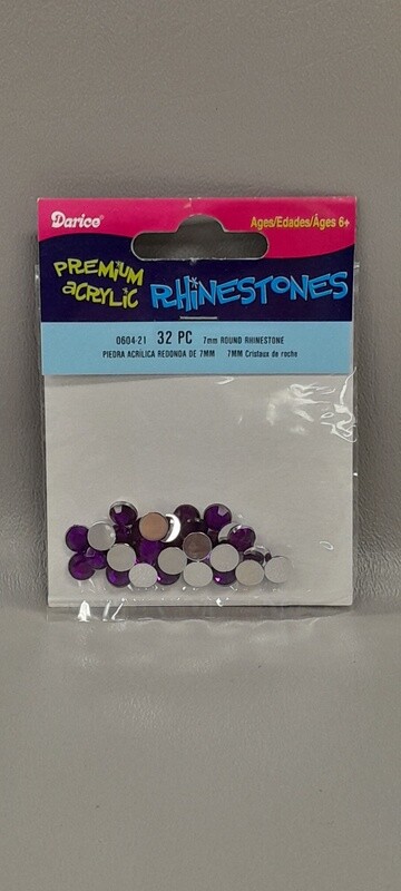 32pc 7mm Rhinestones Purple