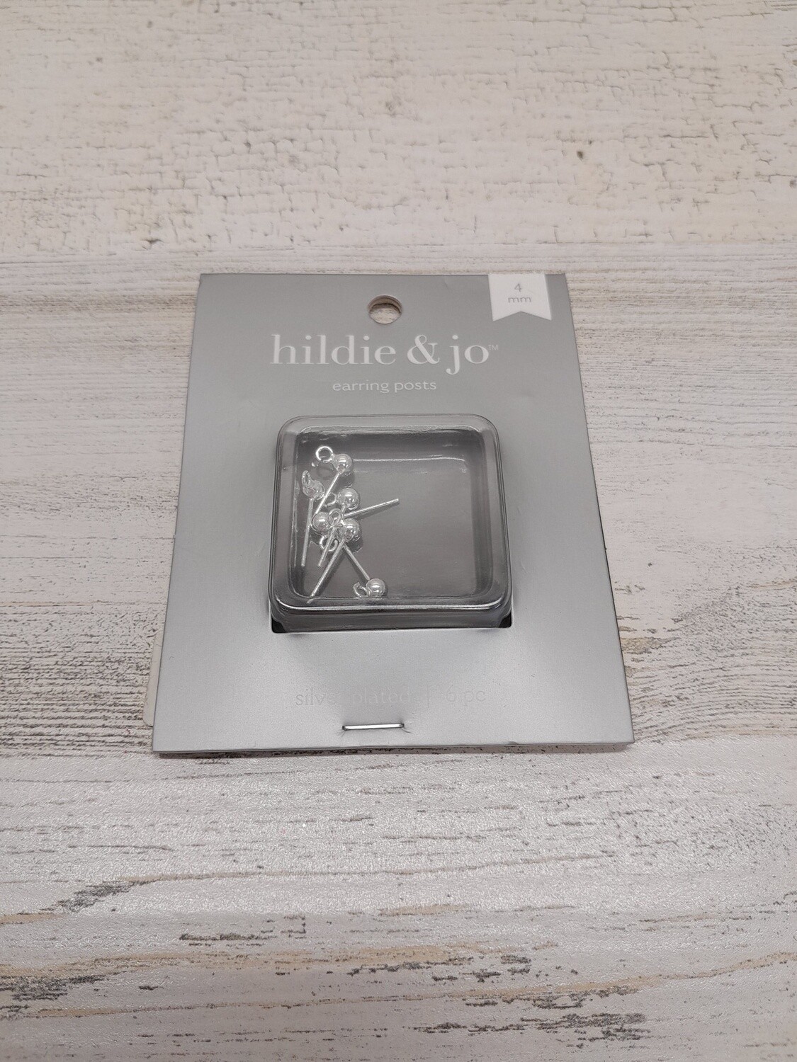 6pc 4mm Earring Posts Silver Plated