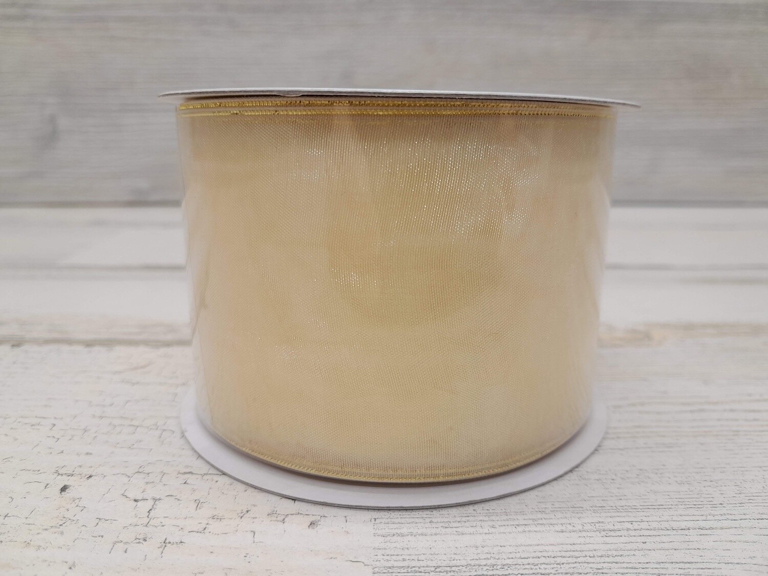 2.5&quot;x25yd Organza Ivory/Gold