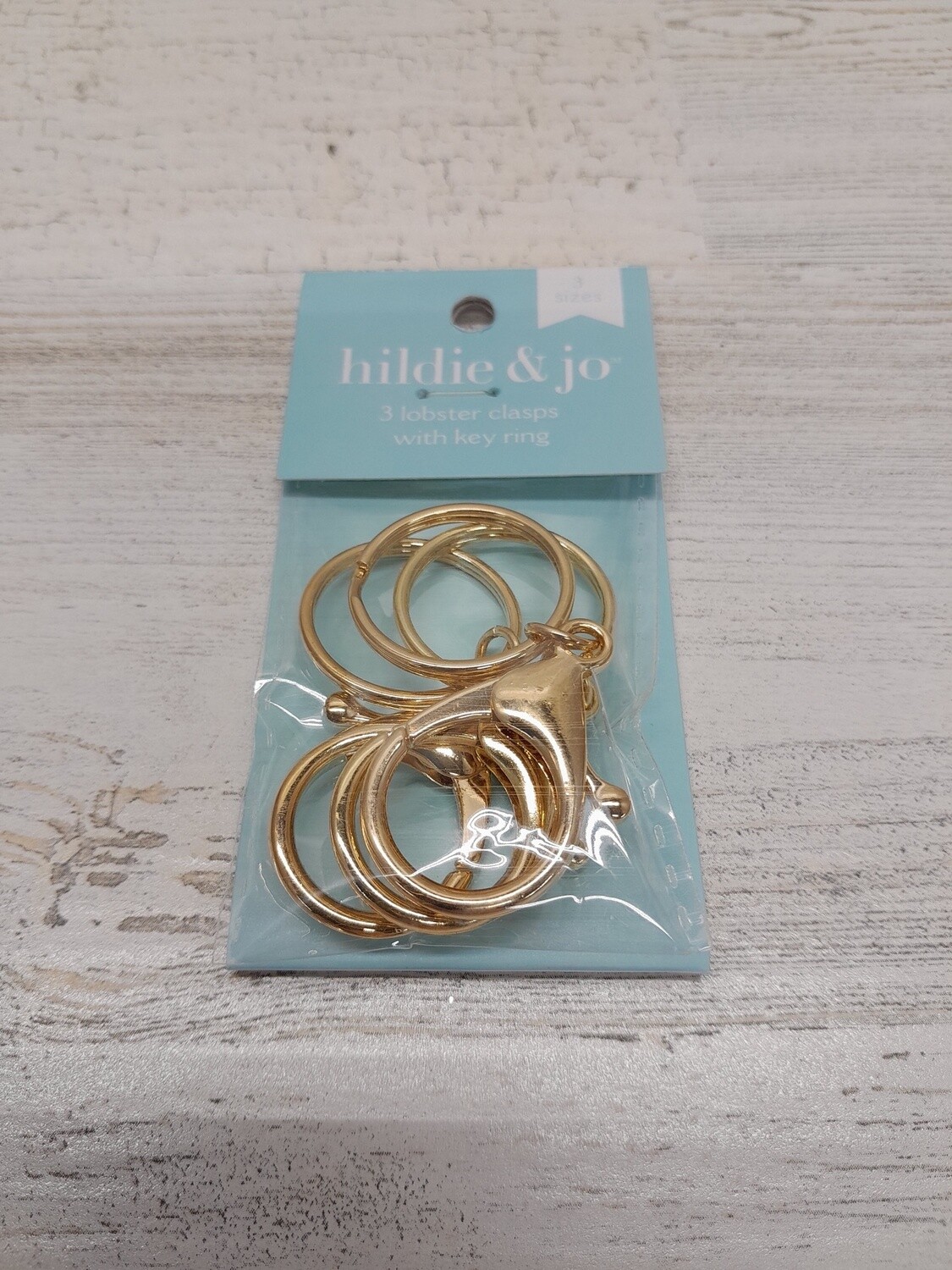 3pc Lobster Clasps w/Key Rings Gold