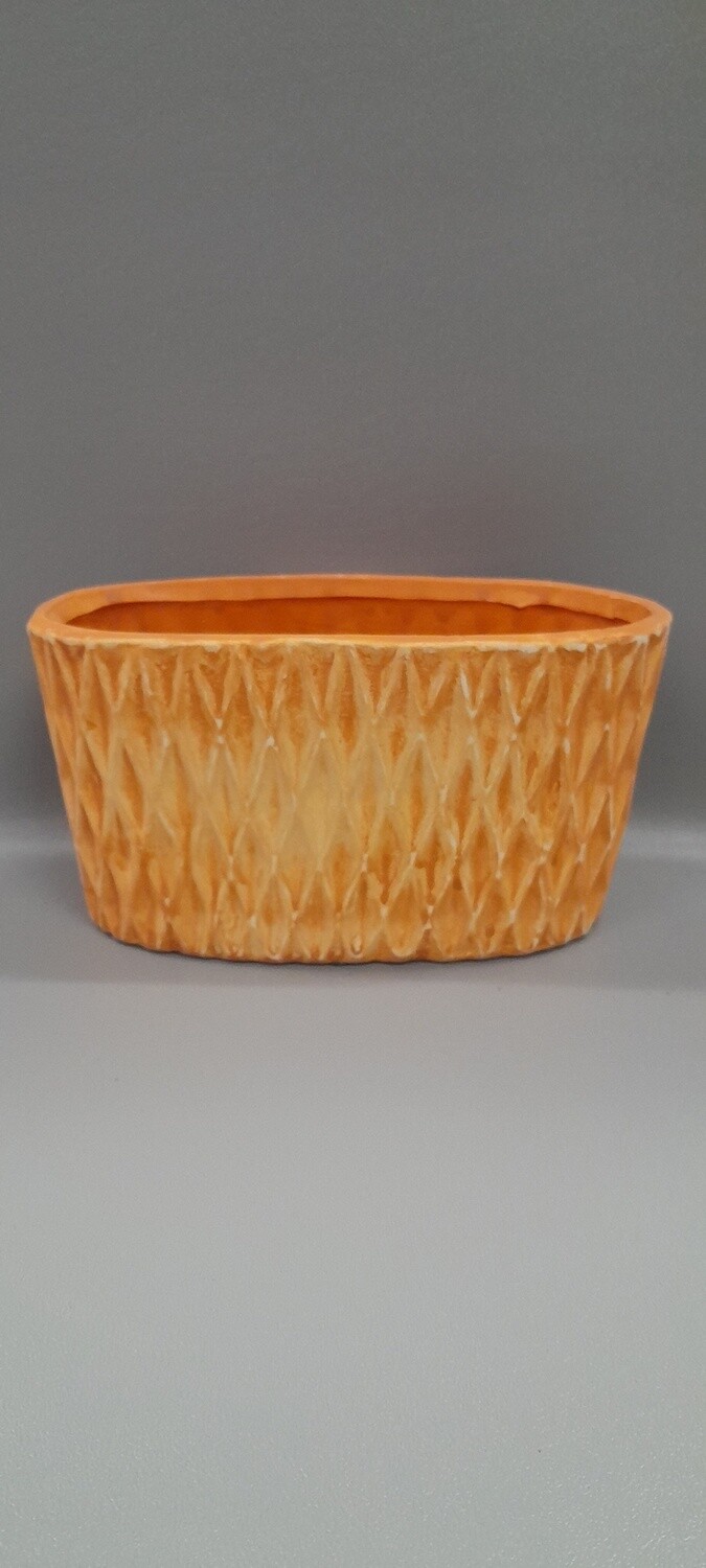 7.5&quot; Oval Checker Planter Orange (Ceramic)