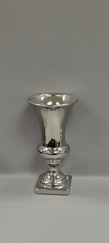 11.5&quot; Stoneware Urn Silver