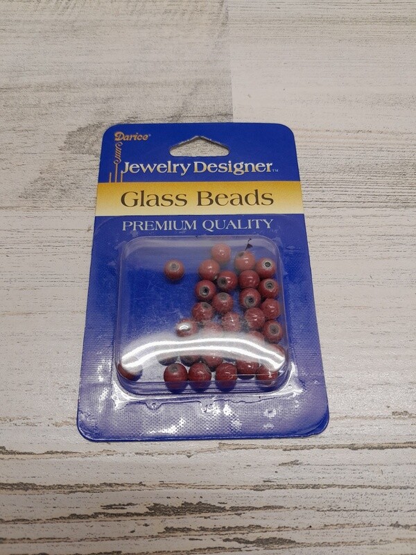 30pc 6mm Round Glass 2 Tone Beads